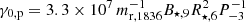 $ \gamma_{0, \mathrm{p}} = 3.3 \times 10^7\,m^{-1}_{\mathrm{r},1836} B_{\star,9} R_{\star,6}^2 P_{-3}^{-1} $