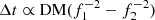$ \Delta t \propto {\rm DM} (f_1^{-2} - f_2^{-2}) $