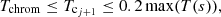 $$ \begin{aligned} T_{\mathrm{chrom} } \le T_{\mathrm{c}_{j+1}} \le 0.2 \, \mathrm{max} (T(s)), \end{aligned} $$