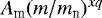 $A_{\textrm{m}}(m/m_{\textrm{n}})^{xq}$