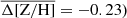 $ \overline{\Delta \mathrm{[Z/H]}} =-0.23) $