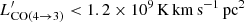 $ L^\prime_{\rm CO(4\rightarrow3)} < 1.2\times10^9\,{\rm K}\,{\rm km}\,{\rm s}^{-1}\,{\rm pc}^2 $