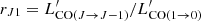 $ r_{J1}= L^{\prime}_{\mathrm{CO}(J\rightarrow J-1)}/L^{\prime}_{\mathrm{CO}(1\rightarrow0)} $