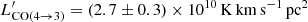 $ {L^\prime_{\rm CO(4\rightarrow3)}=(2.7\pm0.3)\times10^{10}}\,{\rm K}\,{\rm km}\,{\rm s}^{-1}\,{\rm pc}^2 $