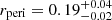 $ r_{\mathrm{peri}}=0.19^{+0.04}_{-0.02} $