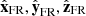 $ {{\hat{\textbf{x}}}_{\text{FR}}}, {{\hat{\textbf{y}}}_{\text{FR}}}, {{\hat{\textbf{z}}}_{\text{FR}}} $