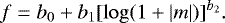 \begin{equation*}f=b_0&#x002B;b_1 [\log(1&#x002B;|m|)]^{b_2}. \end{equation*}
