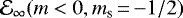 $\mathcal{E}_{\infty}(m<0,m_{\textrm{s}}\,{=}\,{-}1/2)$