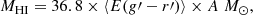 $$ \begin{aligned} M_{\rm {H}{I}} = 36.8 \times \langle E(g\prime -r\prime )\rangle \times {A}\;{M}_{\odot }, \end{aligned} $$