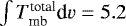 $\int T_{\textrm{mb}}^{\textrm{total}} \textrm{d}v = 5.2$