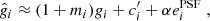 $$ \begin{aligned} \hat{g}_i \approx (1+m_i)g_i + c^{\prime }_i + \alpha e_i^\mathrm{PSF} \;, \end{aligned} $$