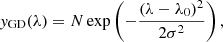 $$ \begin{aligned} { y}_{\mathrm{GD} }(\lambda ) = N \exp \left(-\frac{(\lambda -\lambda _0)^2}{2\sigma ^2}\right), \end{aligned} $$