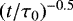 $(t/\tau_0)^{-0.5}$