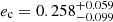$ e_{\mathrm{c}} = 0.258_{-0.099}^{+0.059} $