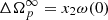 $ \Delta \Omega_p^\infty = x_2 \omega(0) $