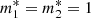 $ m^*_1=m^{*}_{2}=1 $