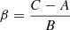 $ \beta = \frac{C-A}{B} $