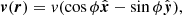 $$ \begin{aligned} \boldsymbol{v}(\boldsymbol{r})= { v}(\cos \phi \hat{\boldsymbol{x}} - \sin \phi \hat{\boldsymbol{y}}), \end{aligned} $$