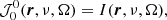 $$ \begin{aligned} \mathcal{J} ^0_0(\boldsymbol{r},\nu ,\Omega )&= I(\boldsymbol{r},\nu ,\Omega ), \end{aligned} $$