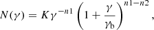$$ \begin{aligned} N(\gamma ) = K \gamma ^{-n1} \left(1+\frac{\gamma }{\gamma _{\rm b}}\right)^{n1-n2} , \end{aligned} $$
