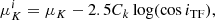 $$ \begin{aligned} \mu ^i_K=\mu _K-2.5C_k\log (\cos i_{\rm TF}), \end{aligned} $$