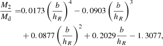 $$ \begin{aligned} \frac{M_2}{M_\mathrm{d} }=&0.0173\left(\frac{b}{h_R}\right)^4-0.0903\left(\frac{b}{h_R}\right)^3\nonumber \\&+0.0877\left(\frac{b}{h_R}\right)^2+0.2029\frac{b}{h_R}-1.3077,\end{aligned} $$