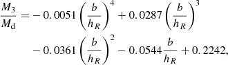 $$ \begin{aligned} \frac{M_3}{M_\mathrm{d} }=&-0.0051\left(\frac{b}{h_R}\right)^4+0.0287\left(\frac{b}{h_R}\right)^3\nonumber \\&-0.0361\left(\frac{b}{h_R}\right)^2-0.0544\frac{b}{h_R}+0.2242,\end{aligned} $$