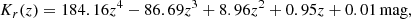 $$ \begin{aligned}&K_r(z) = 184.16 z^4 -86.69 z^3 + 8.96 z^2 + 0.95 z + 0.01\,\mathrm{mag}, \end{aligned} $$