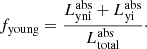 $$ \begin{aligned} f_\text{young} = \frac{L_\text{yni}^\text{abs} + L_\text{yi}^\text{abs}}{L_\text{total}^\text{abs}}\cdot \end{aligned} $$