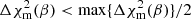 $ \Delta \chi_{\rm m}^2(\beta) < \max\{\Delta \chi_{\rm m}^2(\beta)\}/2 $