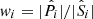 $ w_i = |\hat{P}_i| / |\hat{S}_i| $
