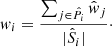 $$ \begin{aligned} w_i=\frac{\sum _{j\in \hat{P}_i} \hat{w}_j}{|\hat{S}_i|}\cdot \end{aligned} $$