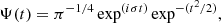 $$ \begin{aligned} \Psi (t) = \pi ^{-1/4} \exp ^{(i \sigma t)} \exp ^{-(t^2 / 2)}, \end{aligned} $$