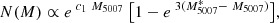 $$ \begin{aligned} N(M) \propto e^{ \ c_1 \ M_{5007}} \ \big [1 - e^{ \ 3(M^{*}_{5007} - \ M_{5007})}\big ], \end{aligned} $$