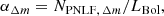 $$ \begin{aligned} \alpha _{\Delta m} = N_{\mathrm{PNLF},\,\Delta m} / L_{\rm Bol}, \end{aligned} $$