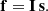 $$ \begin{aligned} \mathbf{f} = \mathbf{I} \, \mathbf{s}. \end{aligned} $$