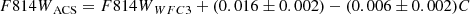 $$ \begin{aligned} {F814W}_{\rm ACS} = {F814W}_{WFC3} + (0.016\pm 0.002) - (0.006\pm 0.002) C \end{aligned} $$