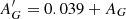 $ A_{G}^ {\prime}=0.039+A_G $