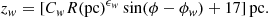 $$ \begin{aligned} z_w=[C_{w}R(\mathrm{pc})^{\epsilon _w}\sin (\phi -\phi _w)+17]\,\mathrm{pc}. \end{aligned} $$