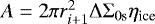 $A=2 \pi r_{i&#x002B;1}^2\Delta\Sigma_{0\textrm{s}} \eta_{\textrm{ice}}$