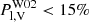 $ P_{\mathrm{l,V}}^{\mathrm{W02}} < 15\% $
