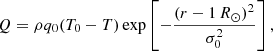 $$ \begin{aligned} Q = \rho q_0 (T_0 - T) \exp \left[ -\frac{(r-1\,{R_{\odot }})^2}{\sigma _0^2} \right], \end{aligned} $$