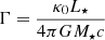 $$ \begin{aligned} \Gamma = \frac{\kappa _0 L_{\star }}{4\pi GM_{\star }c} \end{aligned} $$