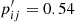 $ p^\prime_{ij}=0.54 $