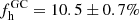 $ f^{\mathrm{GC}}_{\mathrm{h}}=10.5\pm0.7\% $