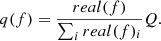 $$ \begin{aligned} q(f)= \frac{real(f)}{\sum _i real(f)_i}Q. \end{aligned} $$