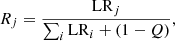 $$ \begin{aligned} R_j = \frac{\mathrm{LR}_j}{\sum _i \mathrm{LR}_i+(1-Q)}, \end{aligned} $$