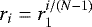 $r_i = r_1^{i/(N-1)}$