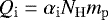\begin{equation*} Q_{\mathrm{i}} = \alpha_{\mathrm{i}} N_{\mathrm{H}} m_{\mathrm{p}} \end{equation*}