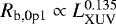 $R_{\textrm{b,0p1}} \propto L_{\textrm{XUV}}^{0.135}$